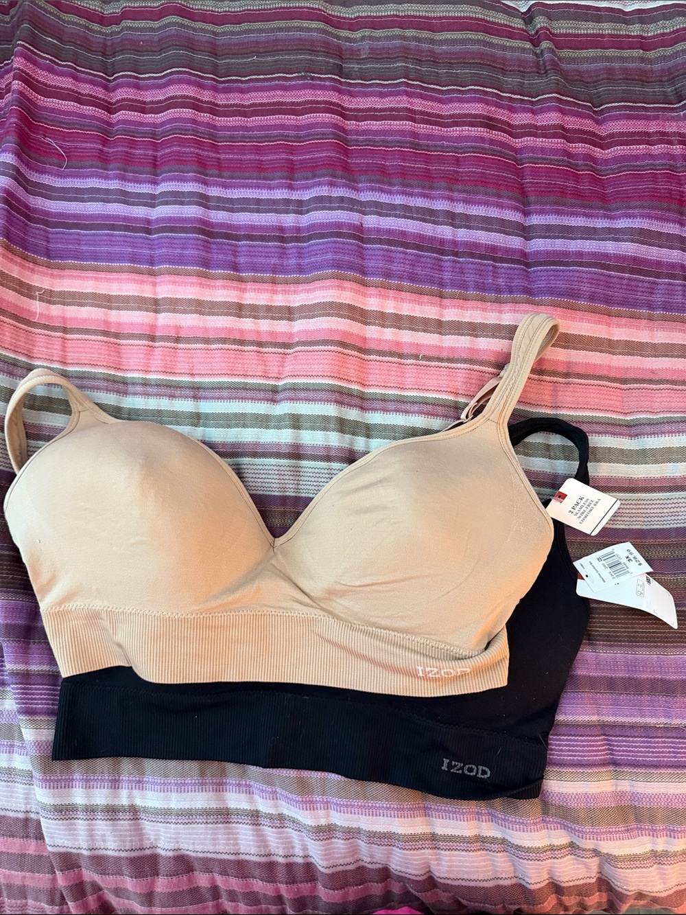 IZOD Seamless Comfort Bra - 2 pack Nude and Black